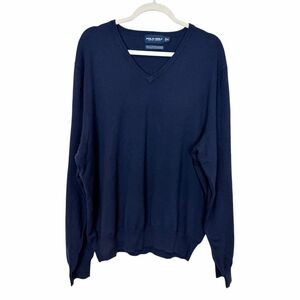 Polo Golf Ralph Lauren Sweater Mens XL Navy Blue Cashmere Blend V Neck Pullover